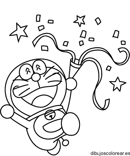 Dibujo de Doraemon con estrellas