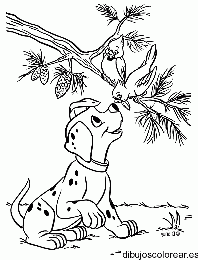 Dibujo de un perro y un gorrión