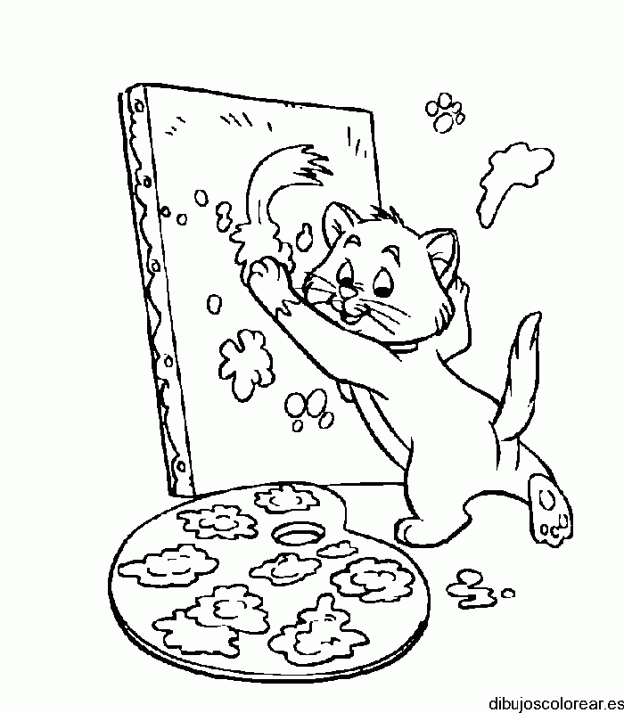 Dibujo de un gato pintando