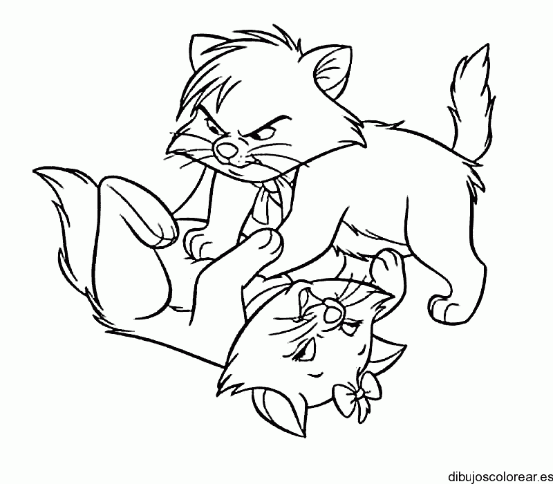 Dibujo de gatos riñendo