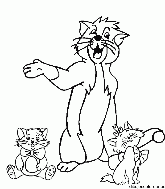 Dibujo de un gato y sus hijos