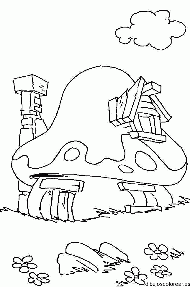 Dibujo de un hongo casa