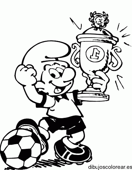 Dibujo de un Pitufo futbolista
