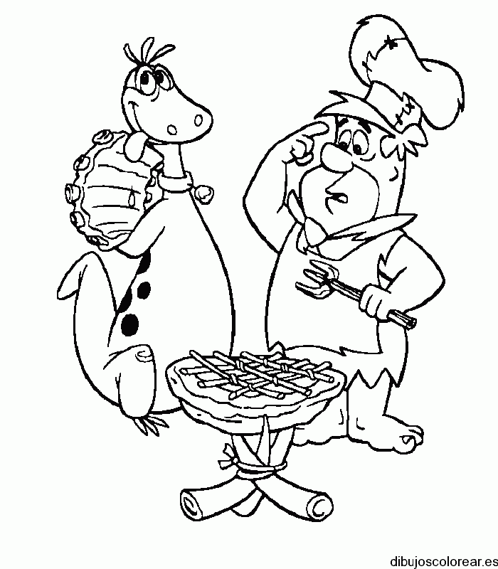 Dibujo de Pedro Picapiedra con un asado