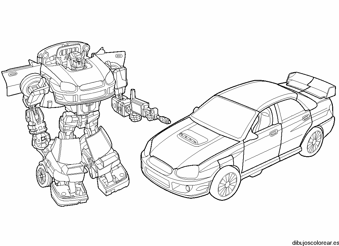 Dibujo de robot y coche