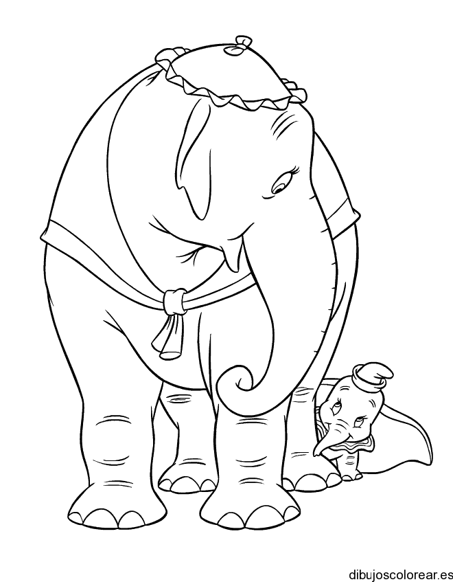 Dibujo de Dumbo volador y su mamá