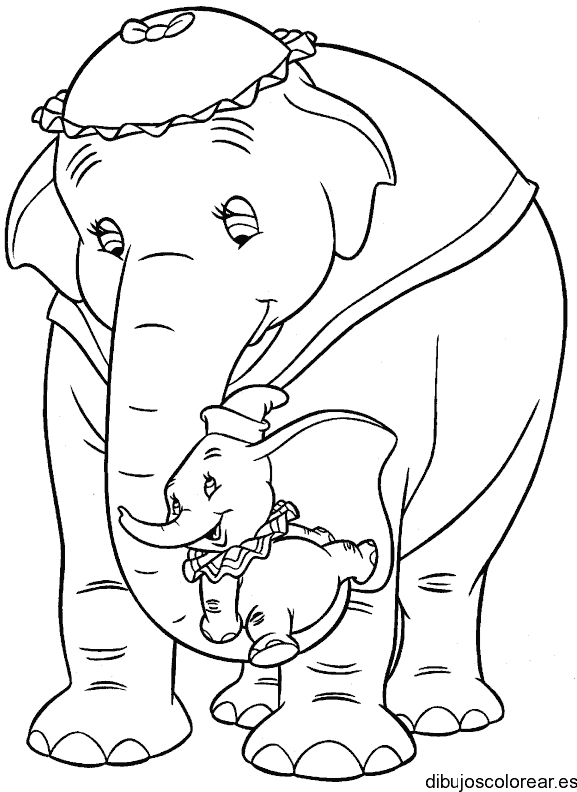 Dibujo de Dumbo y mamá Dumbo