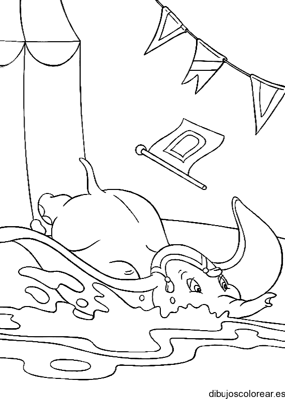 Dibujo de Dumbo nadando