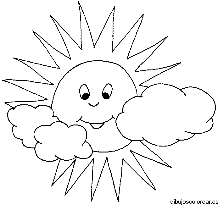 Dibujo de un sol entre las nubes 