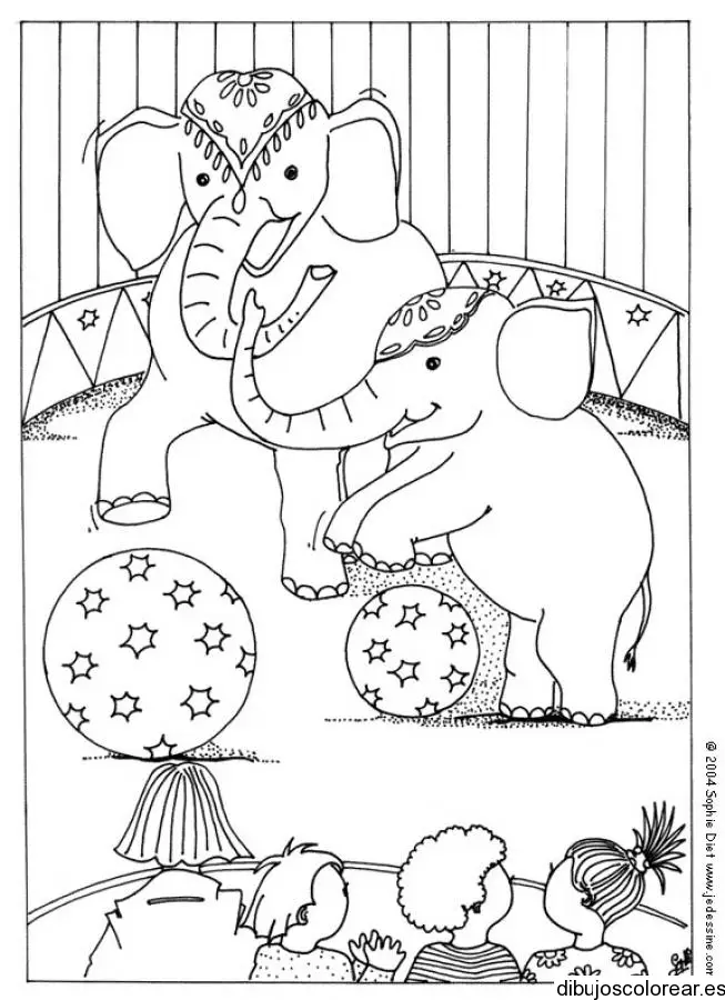 Dibujo de elefantes del circo
