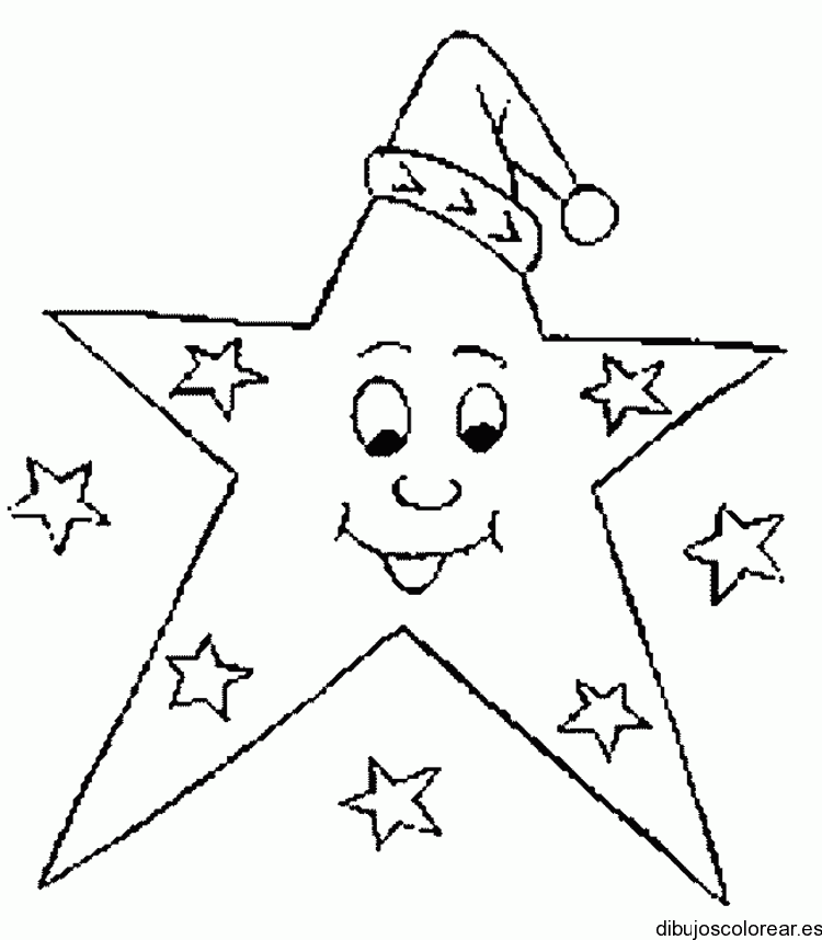 Dibujo de una estrella con gorro para dormir 