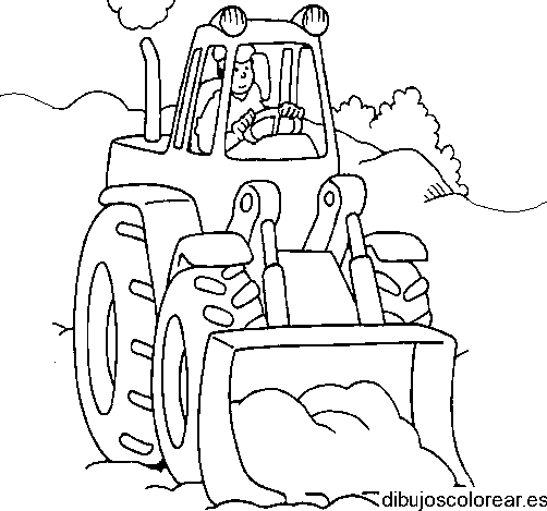 Dibujo de una excavadora en el campo