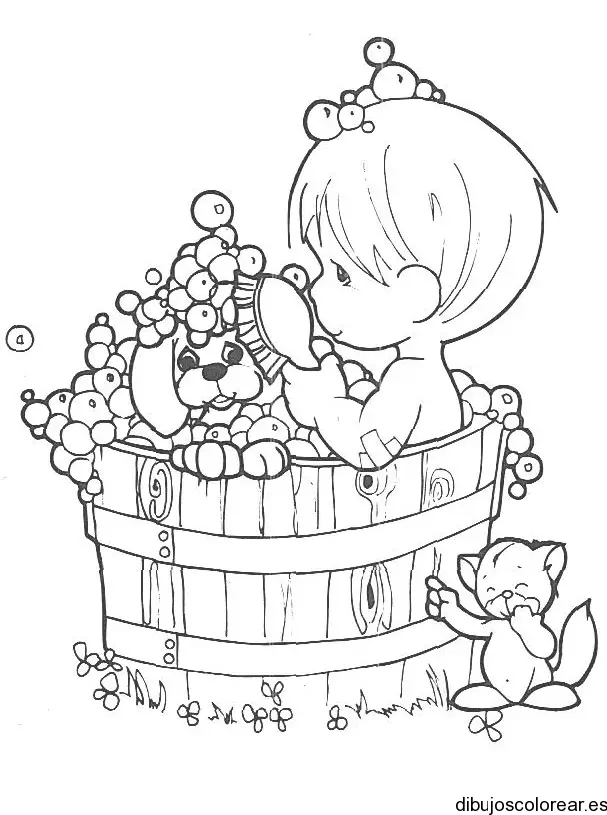 Dibujo de un niño en la ducha