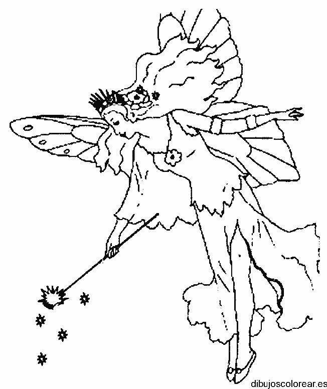 Dibujo de un hada con estrellas