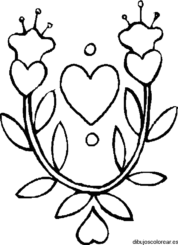 Dibujo de corazones y flores