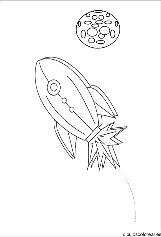 Dibujo de un cohete y la luna