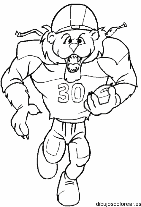Dibujo de un león jugador de fútbol americano
