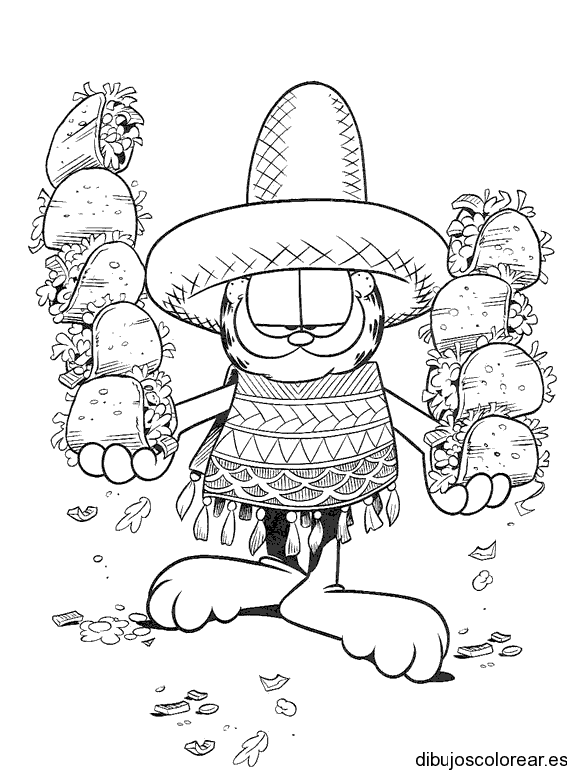 Dibujo de Garfield con un sombrero
