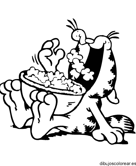 Dibujo de Garfield comiendo