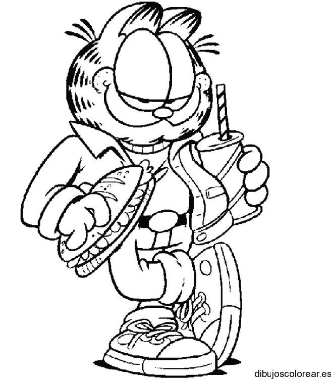 Dibujo de Garfield con zapatillas