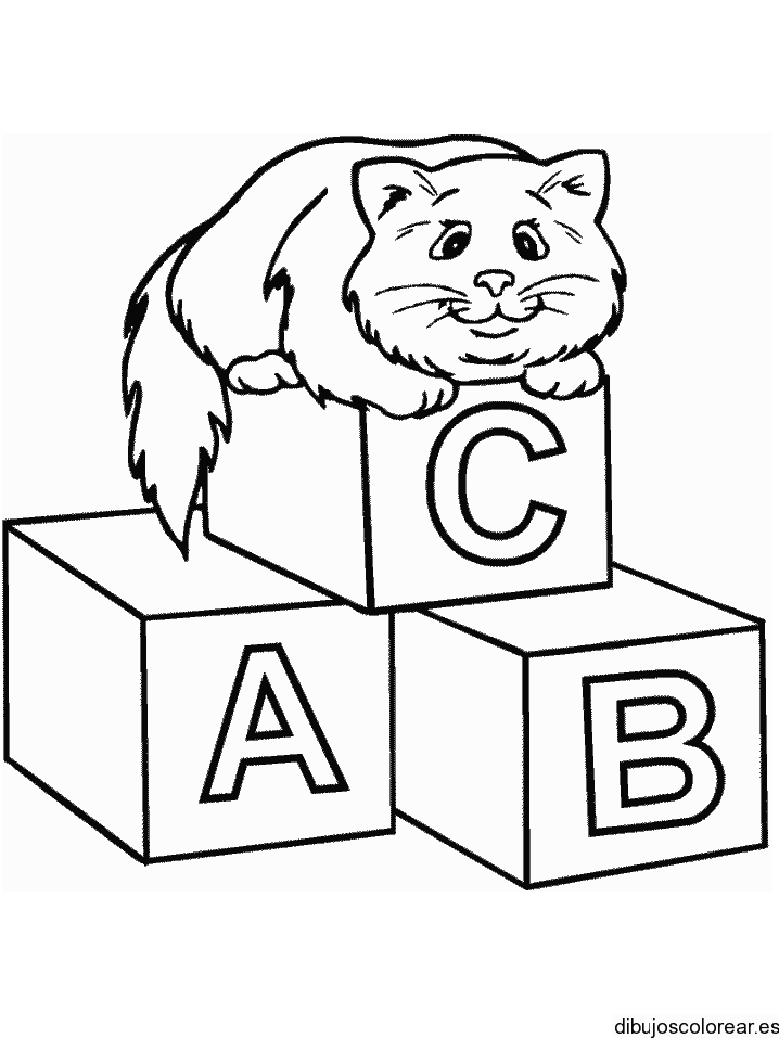 Dibujo de un gato en unos cubos