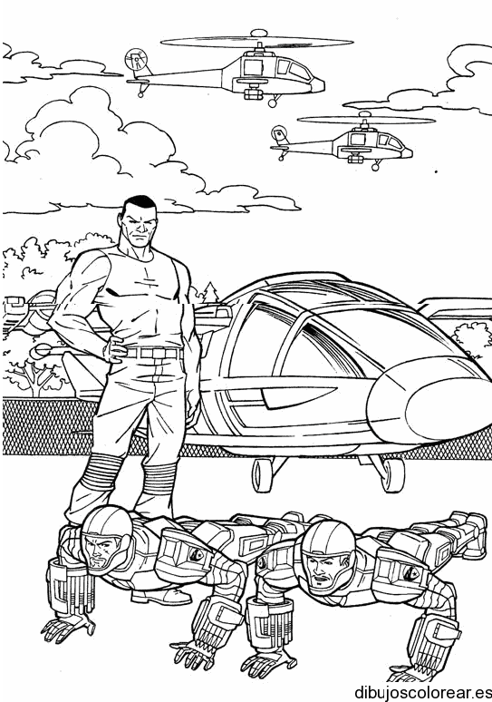Dibujo de GI Joe y una nave
