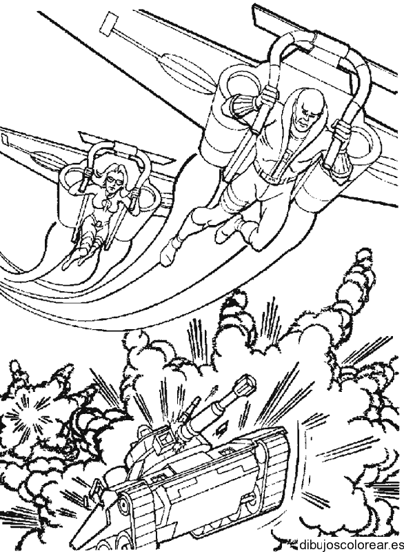 Dibujo de GI Joe y un tanque