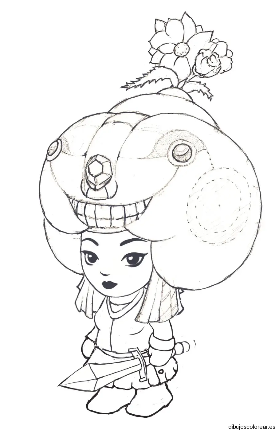 Dibujo de una pequeña guerrera