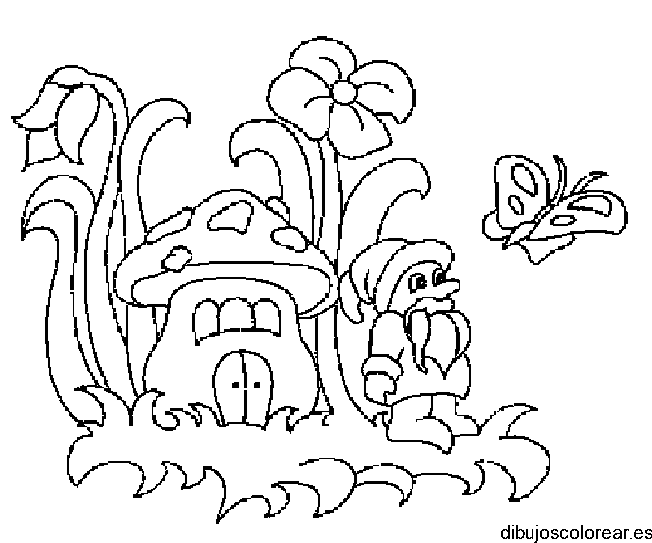 Dibujo de un duende en su casa