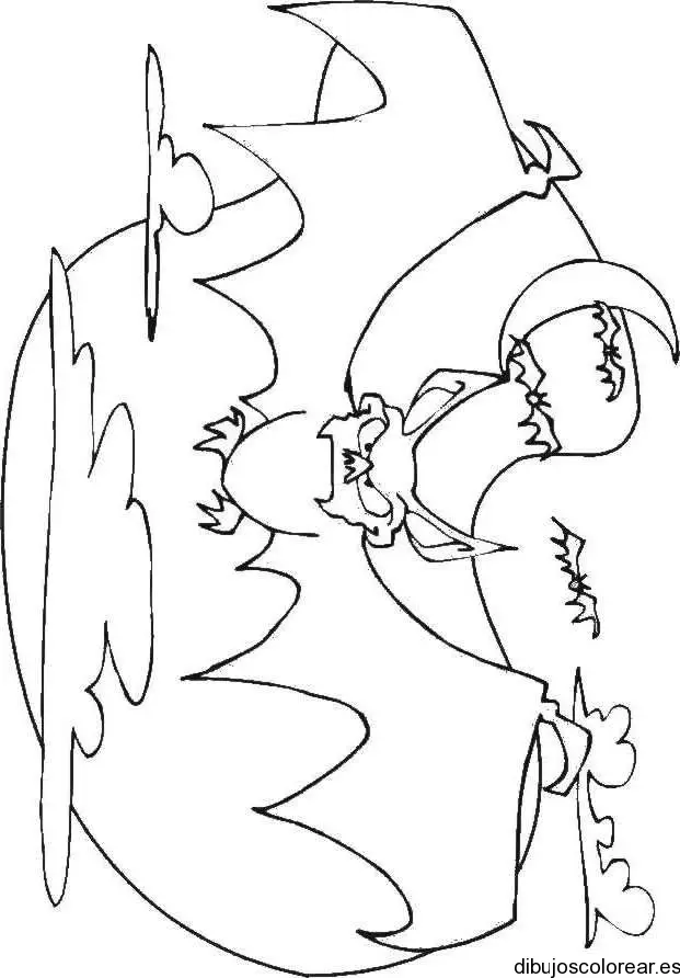 Dibujo de un murciélago  en el cielo