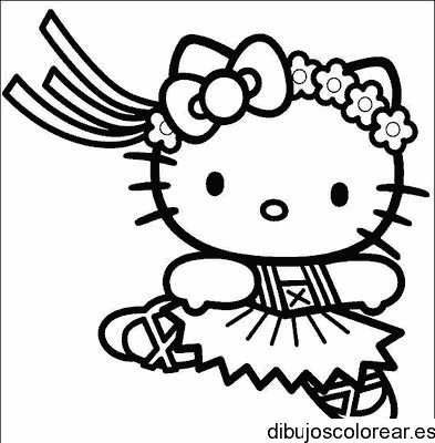 Dibujo de Hello Kitty  bailando 