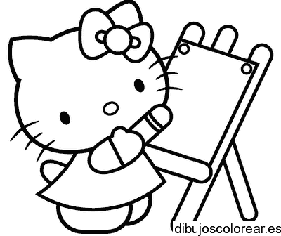 Dibujo de Hello Kitty pintora