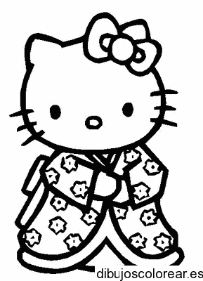 Dibujo de Hello Kitty con kimono