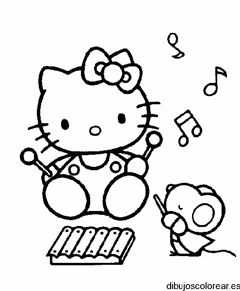 Dibujo de Hello Kitty tocando música