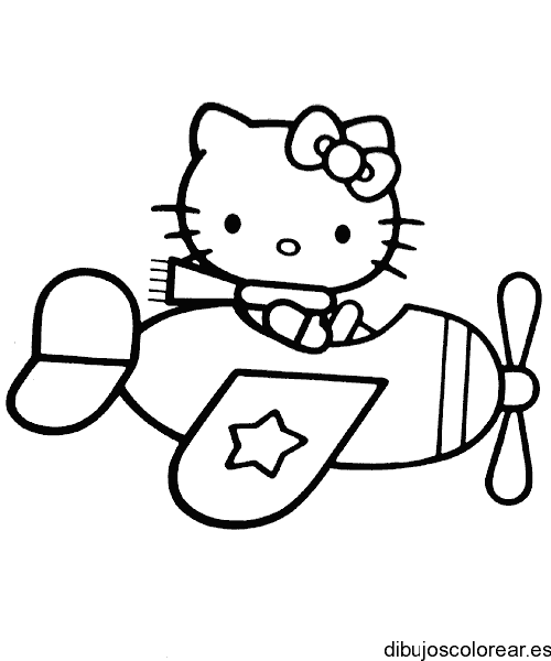 Dibujo de Hello Kitty en avión