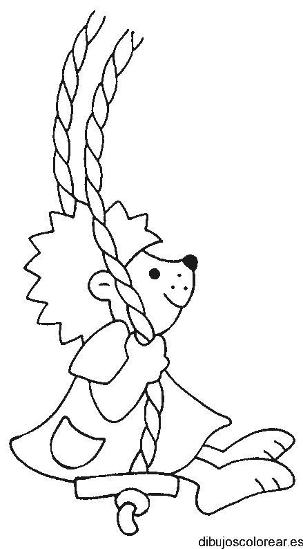 Dibujo de un erizo en un columpio