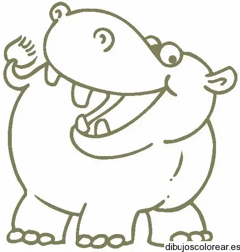 Dibujo de un pequeño hipopótamo sonriendo 