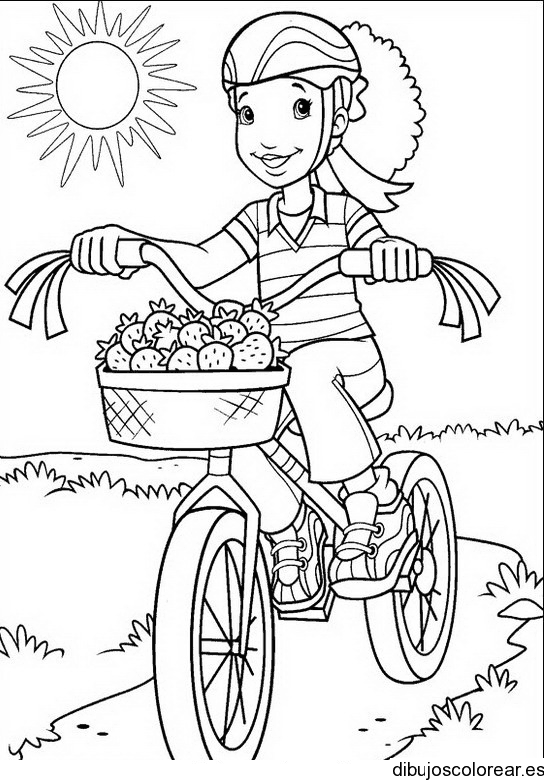 Dibujo de Holly Hobbie paseando en bicicleta