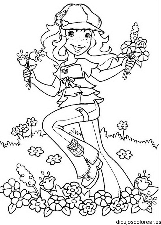 Dibujo de Holly Hobbie en el jardín