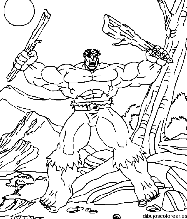 Dibujo de Hulk con árboles