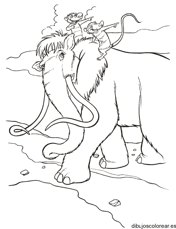 Dibujo de un mamut y sus amigos