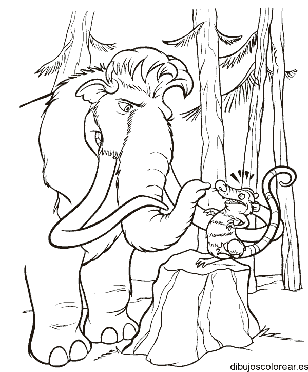 Dibujo de un mamut charlando
