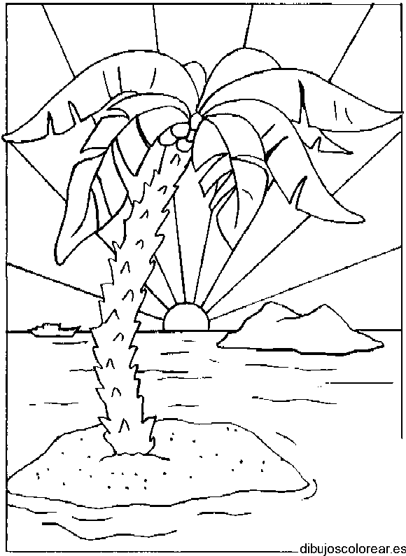 Dibujo de una palmera en una isla