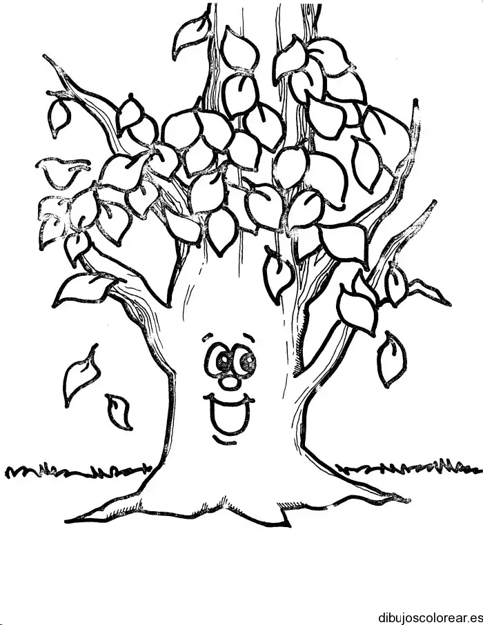 Dibujo de un árbol sonriente 