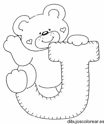Dibujo de un oso con la letra J