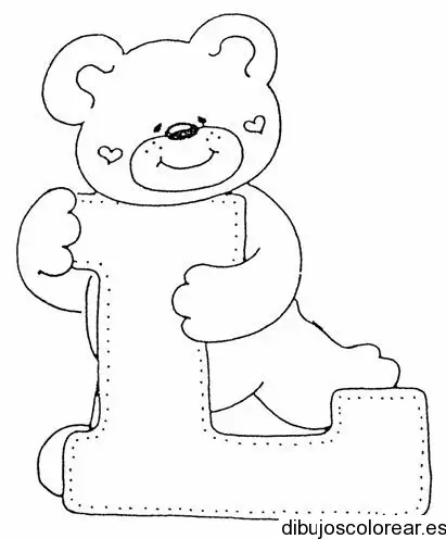 Dibujo de un oso con la letra L 