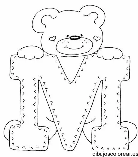 Dibujo de un oso con la letra M 