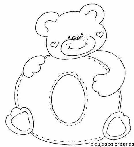 Dibujo de un oso con la letra O