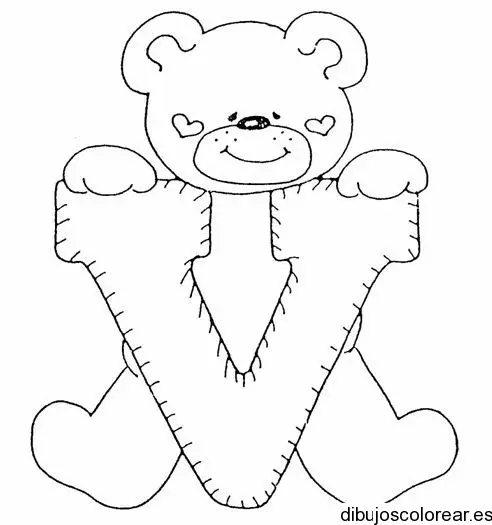 Dibujo de un oso con la letra V
