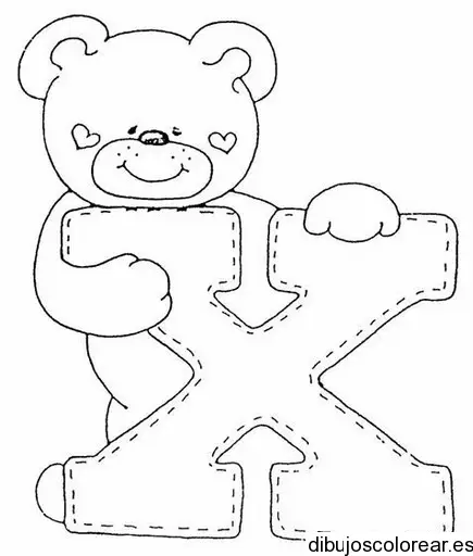 Dibujo de un oso con la letra X